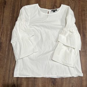 White ruffle sleeve blouse
